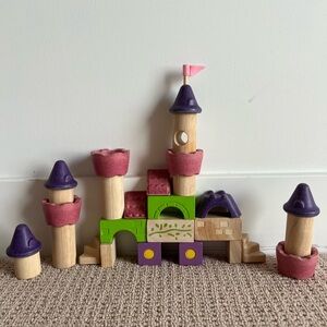 Plan Toys Enchanting Wooden Castle Building Blocks Set